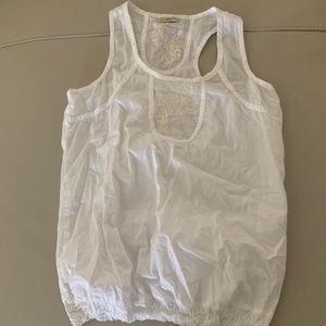 Nicolette Cinched Waist Embroidered White Tank S